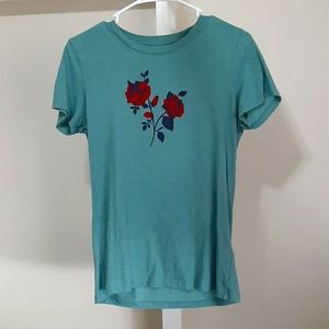 Teal Rose T-Shirt L